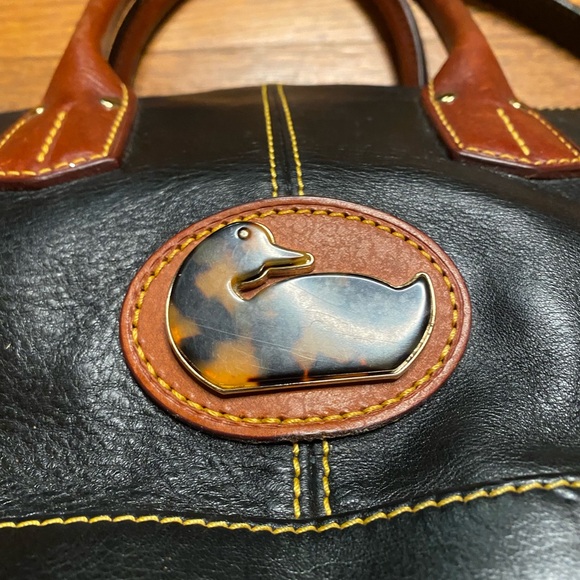 Dooney & Bourke Black Leather Satchel – Tortoise Duck Logo – Vintage - Picture 8 of 12